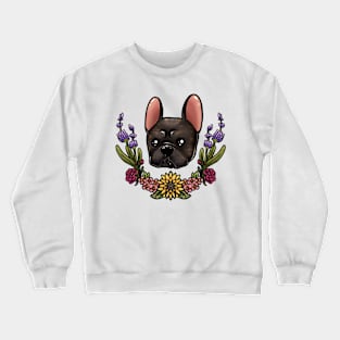 Brindle  frenchie with flowers Crewneck Sweatshirt